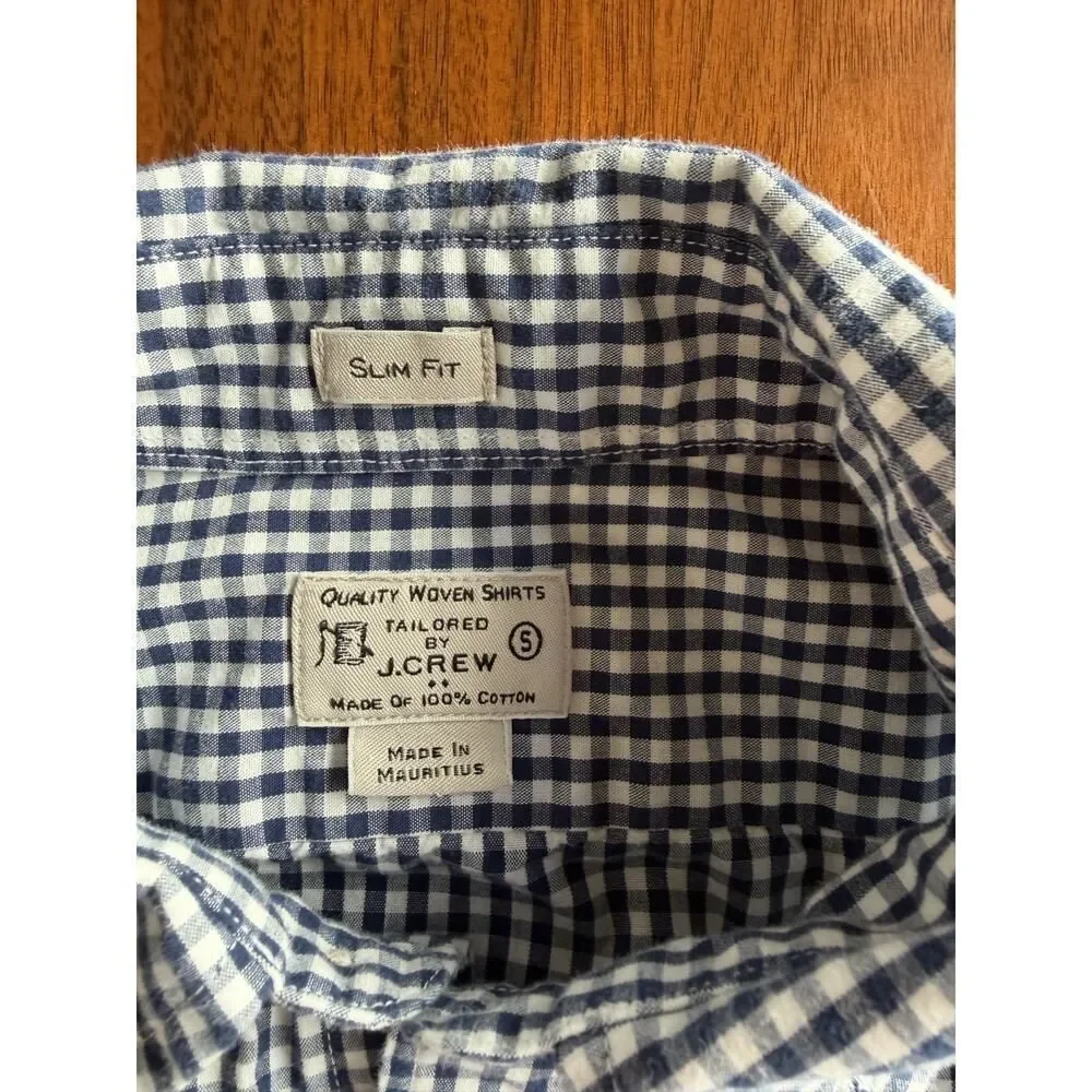 J.Crew Men's Slim Fit Blue Gingham Button-Down Shirt - Size S